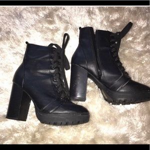 SOLD. Ankle high black leather combat boots